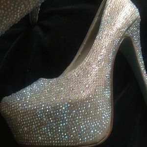 Betsey Johnson wedding Crystal platform heels NEW